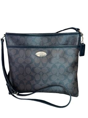 Coach Brown and Black Signature Logo Crossbody Bag
